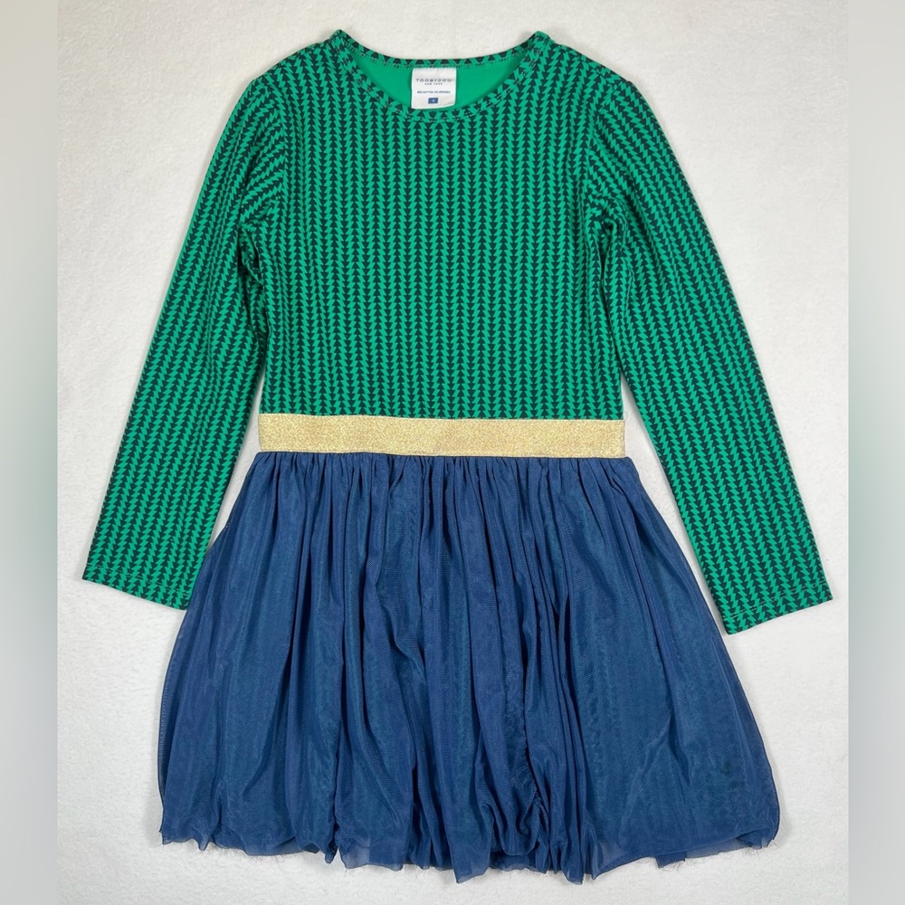 TOOBYDOO New York Girls Cotton Blend Tulle Skirt Geometric Party Dress Size 8
